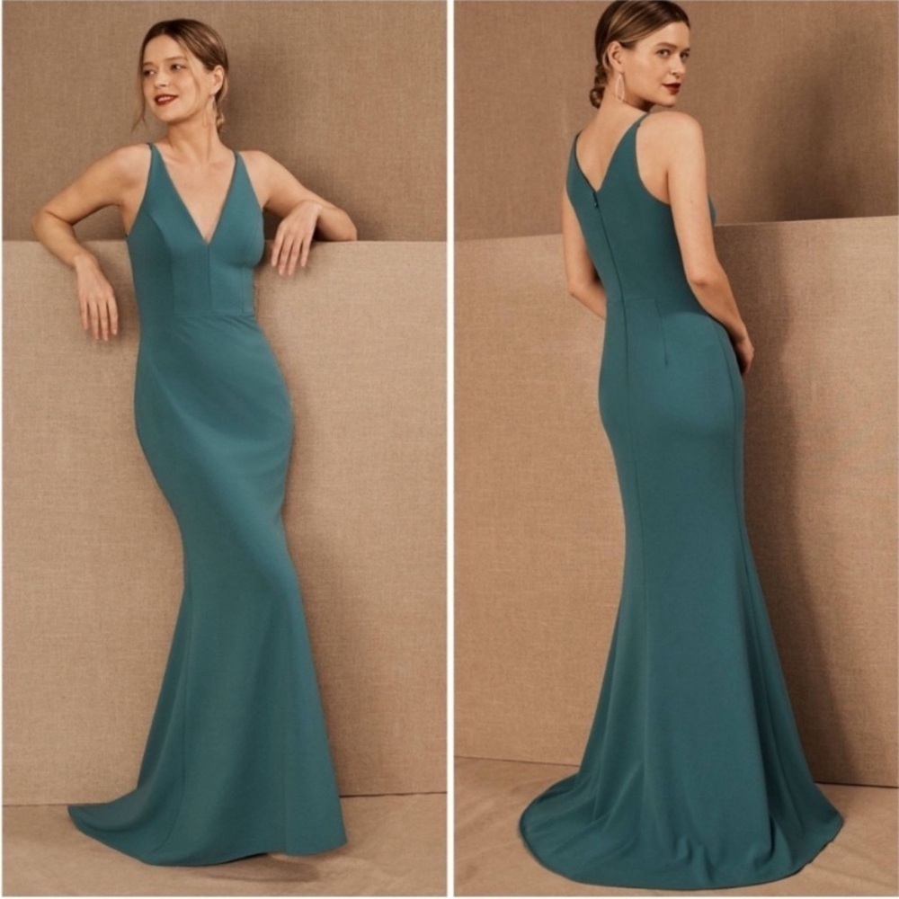 NWT Anthropologie BHLDN Jones Crepe Sleeveless Maxi Gown Dress in Teal Sz 12